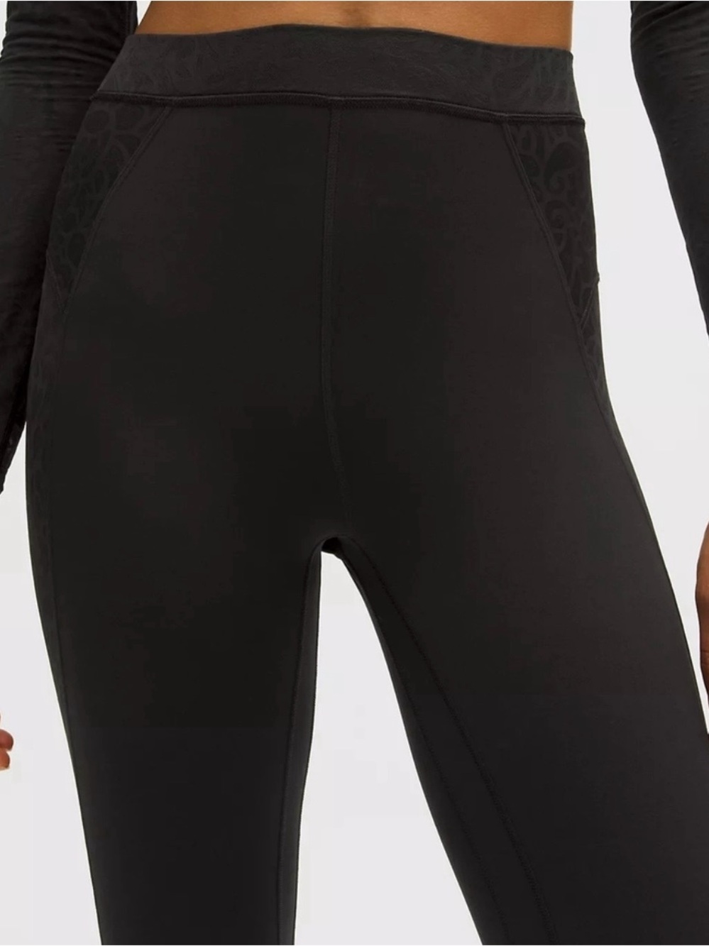 Lululemon Paisley Sheer Lace Jacquard Panelled High-Rise Tight 25" Sz 4 BLK - Picture 3 of 7